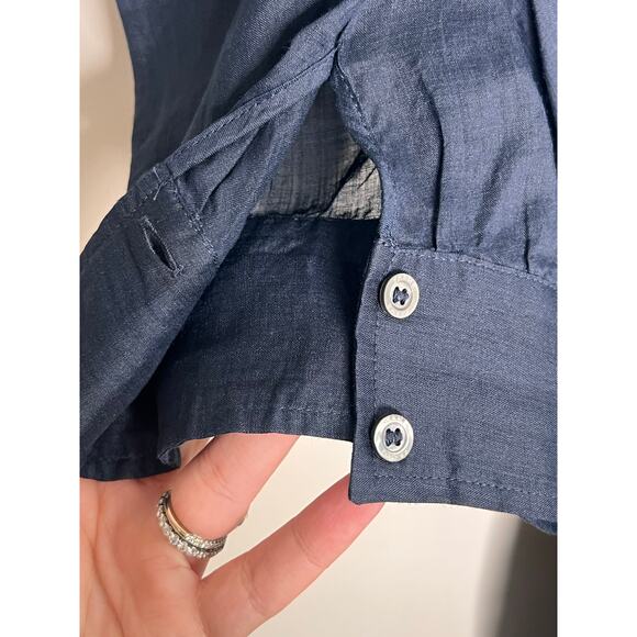 Frame Gillian Puff Sleeve Tie Waist Shirt Midi Dress Navy Women's Size XL NWT - Picture 12 of 13